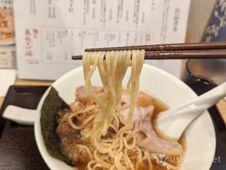 この撮影方法だと、箸で上げた麺の写真がかんたんに撮れる