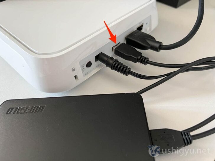 購入したハードディスクをおもいでばこに接続