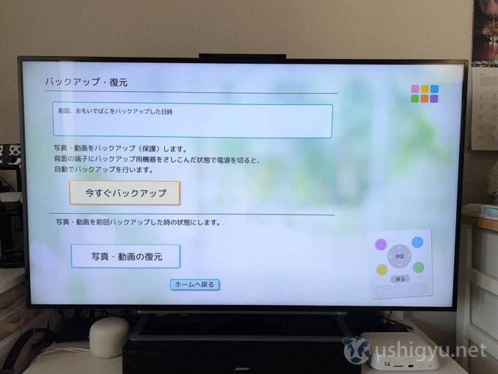 「今すぐバックアップ」ボタンをす