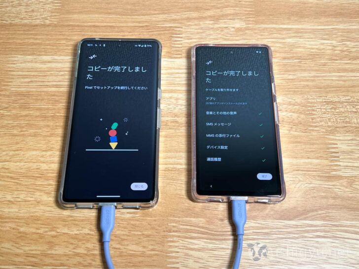 データ容量にもよりますが、数十分程度でコピー完了