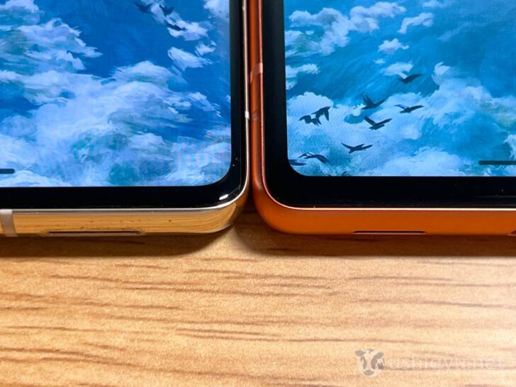 Pixel 7 Proと7aの縁の部分を比較