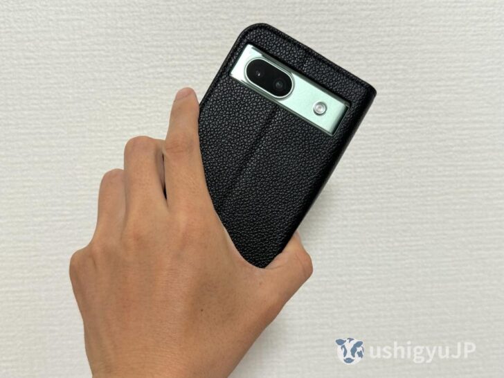 背面の窓からのぞくPixel 8a Aloe（アロエ）が差し色になっている