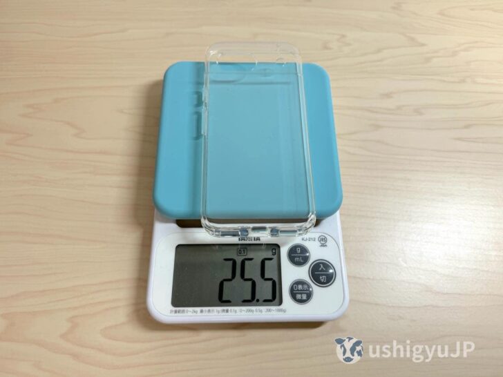 重量は実測値で25.5g（仕様では25.8g）